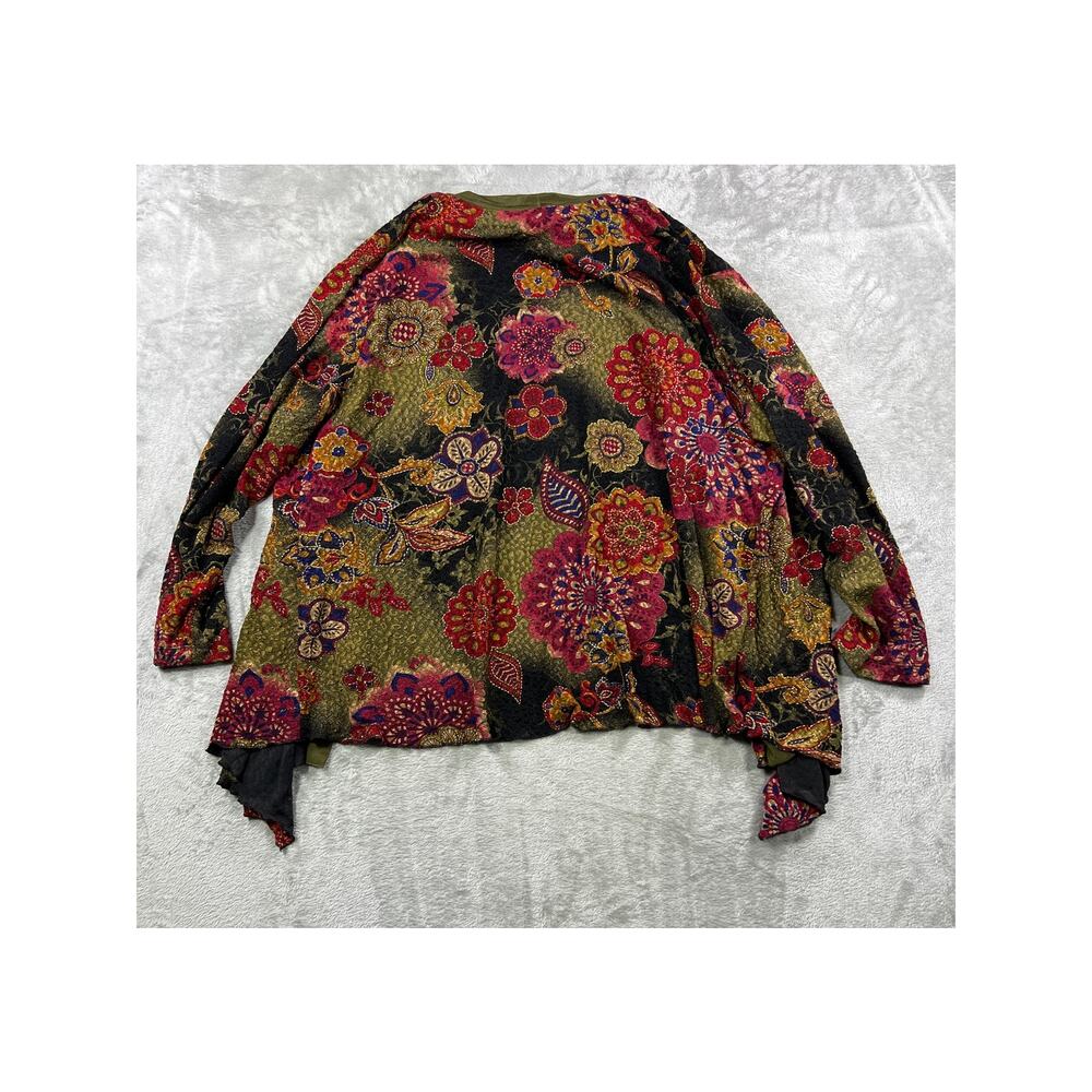 Floral Cardig -Made In USA- 3X Open Front Kimono Boho Western Cottage Festival - Picture 6 of 7